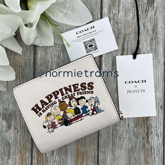 Coach X Peanuts Leather Snap Wallet Bag Purse - Picture 5 of 10